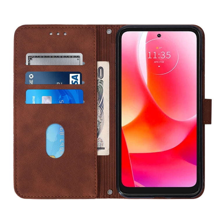 For Motorola Moto G 5G 2022 Crossbody 3D Embossed Flip Leather Phone Case(Brown)