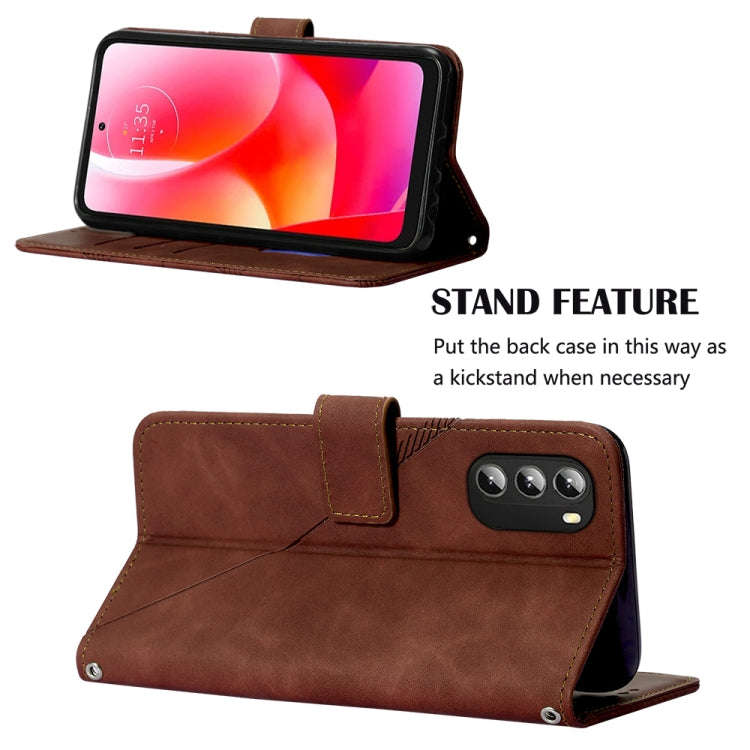 For Motorola Moto G 5G 2022 Crossbody 3D Embossed Flip Leather Phone Case(Brown)
