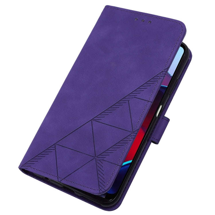 For Motorola Moto G Stylus 4G 2022 Crossbody 3D Embossed Flip Leather Phone Case(Purple)