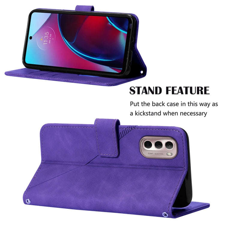For Motorola Moto G Stylus 4G 2022 Crossbody 3D Embossed Flip Leather Phone Case(Purple)