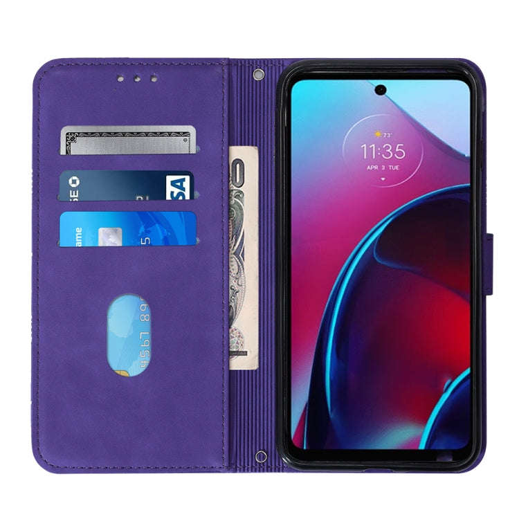 For Motorola Moto G Stylus 4G 2022 Crossbody 3D Embossed Flip Leather Phone Case(Purple)
