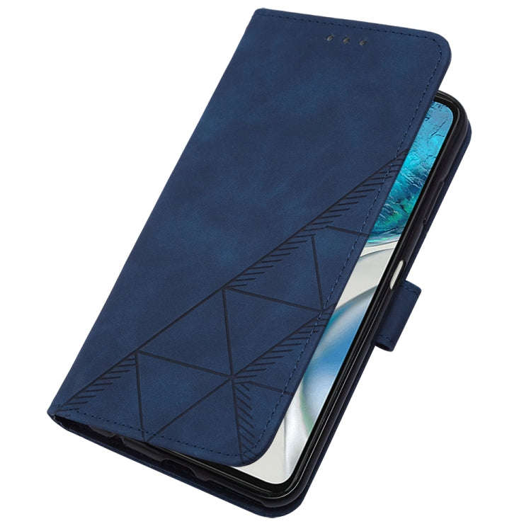 For Motorola Moto G52 Crossbody 3D Embossed Flip Leather Phone Case(Blue)
