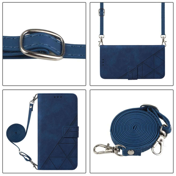 For Motorola Moto G52 Crossbody 3D Embossed Flip Leather Phone Case(Blue)