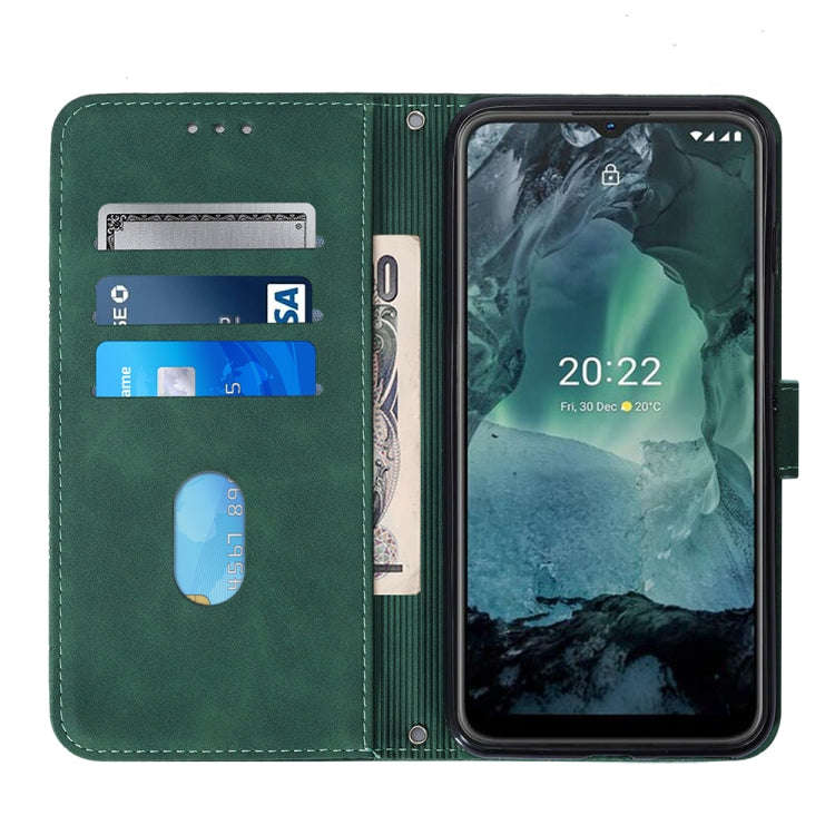 For Nokia G21/G11 Crossbody 3D Embossed Flip Leather Phone Case(Dark Green)