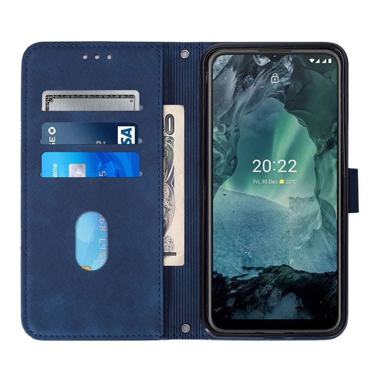 For Nokia G21/G11 Crossbody 3D Embossed Flip Leather Phone Case(Blue)