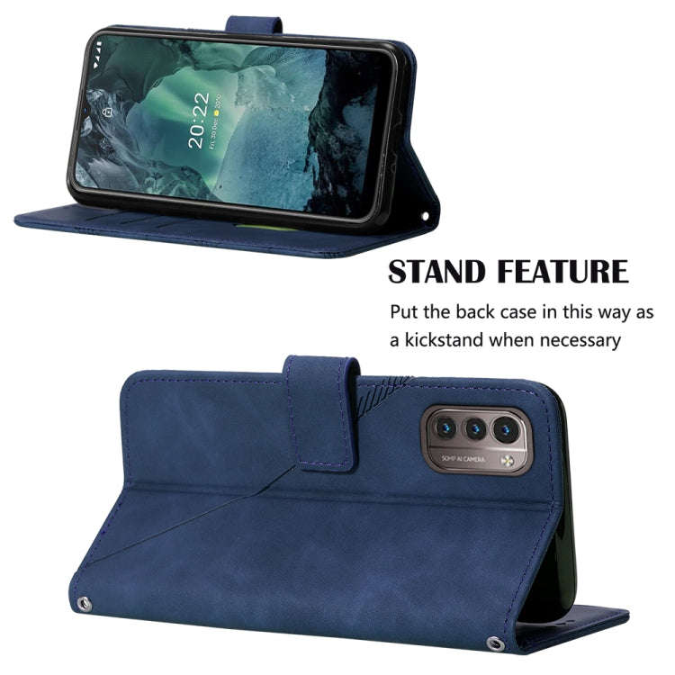 For Nokia G21/G11 Crossbody 3D Embossed Flip Leather Phone Case(Blue)