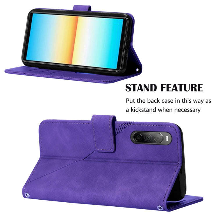 For Sony Xperia 10 IV Crossbody 3D Embossed Flip Leather Phone Case(Purple)