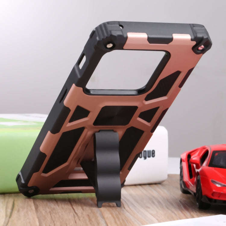 For OnePlus 10 Pro Shockproof TPU + PC Magnetic Protective Phone Case with Holder(Rose Gold)