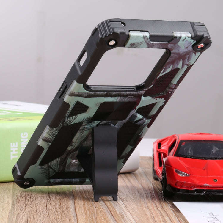 For OnePlus 10 Pro Camouflage Armor Shockproof TPU + PC Magnetic Protective Phone Case with Holde...