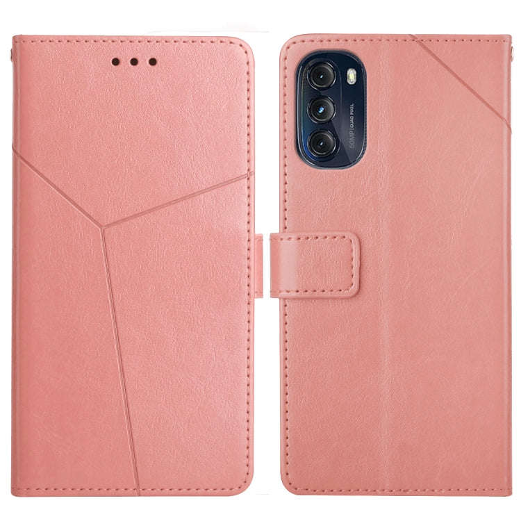 For Motorola Moto G 5G 2022 Y Stitching Horizontal Flip Leather Phone Case(Rose Gold)