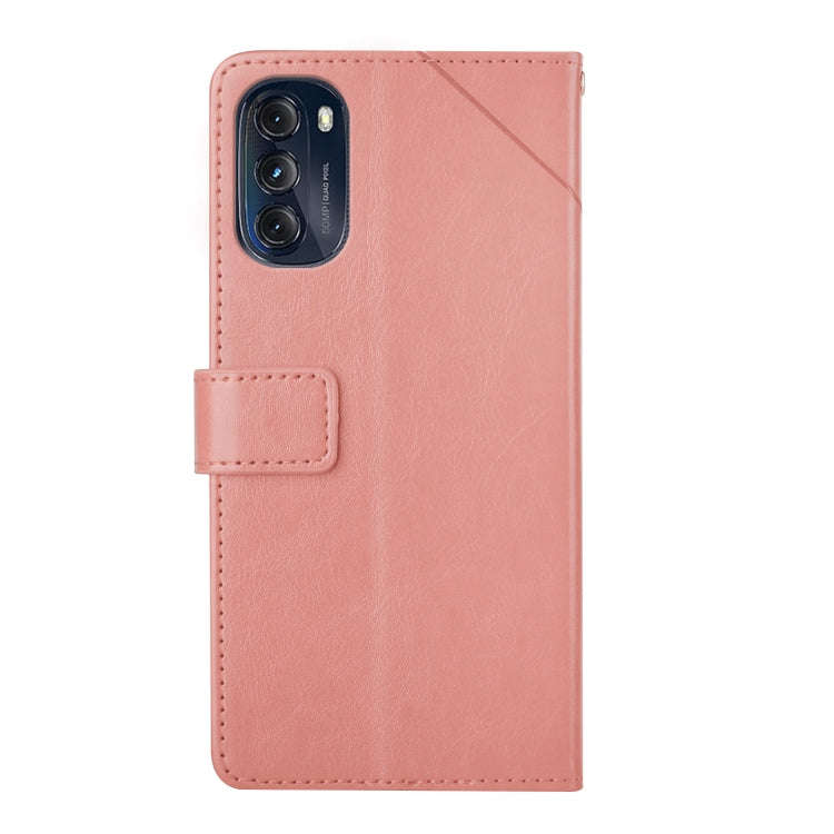 For Motorola Moto G 5G 2022 Y Stitching Horizontal Flip Leather Phone Case(Rose Gold)