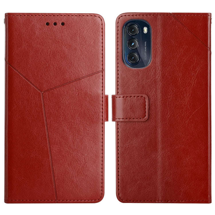 For Motorola Moto G 5G 2022 Y Stitching Horizontal Flip Leather Phone Case(Brown)