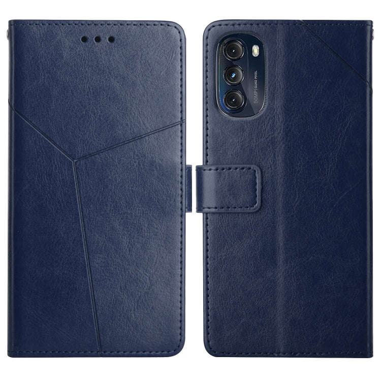 For Motorola Moto G 5G 2022 Y Stitching Horizontal Flip Leather Phone Case(Blue)