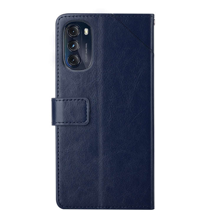 For Motorola Moto G 5G 2022 Y Stitching Horizontal Flip Leather Phone Case(Blue)