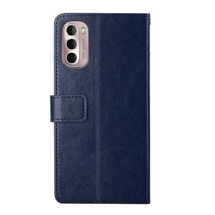 For Motorola Moto G Stylus 4G 2022 Y Stitching Horizontal Flip Leather Phone Case(Blue)