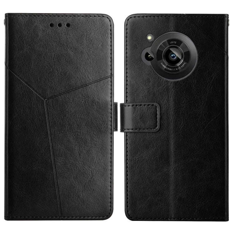 For Sharp Aquos R7 Y Stitching Horizontal Flip Leather Phone Case(Black)