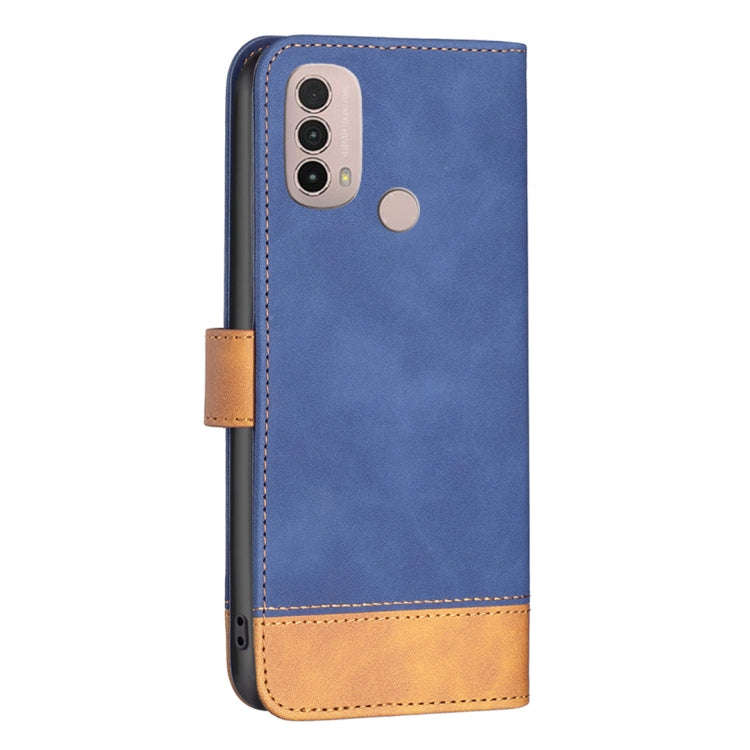 For Motorola Moto E40 / E30 BF11 Color Matching Skin Feel Leather Phone Case(Blue)