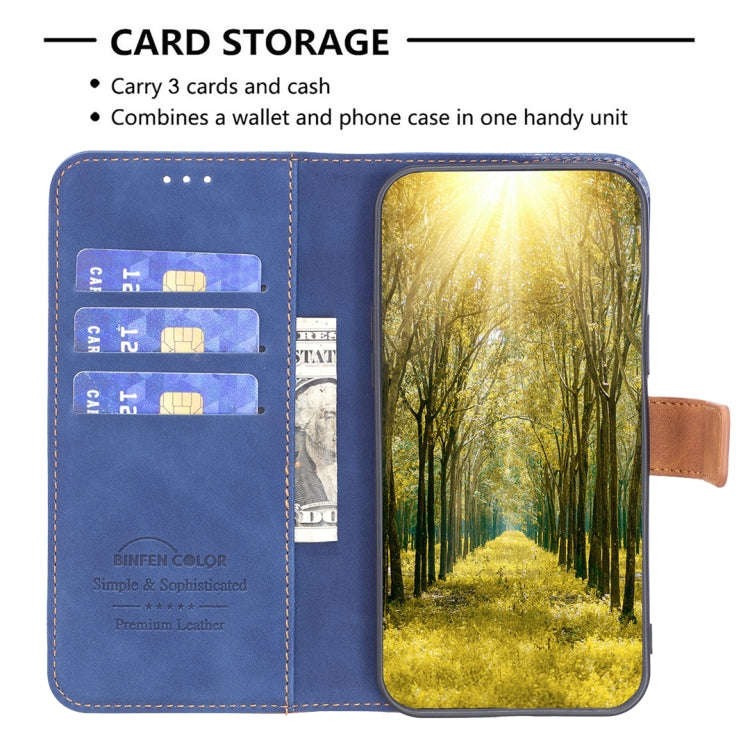 For Motorola Moto E40 / E30 BF11 Color Matching Skin Feel Leather Phone Case(Blue)