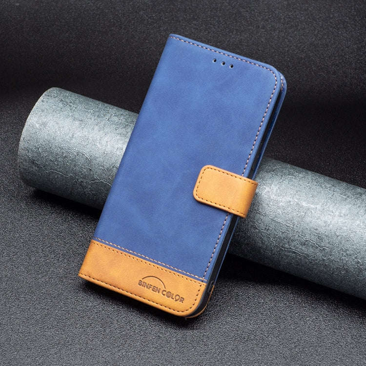For Motorola Moto E40 / E30 BF11 Color Matching Skin Feel Leather Phone Case(Blue)