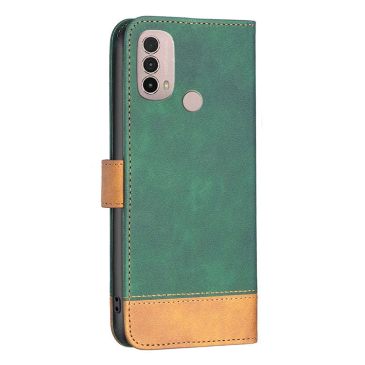 For Motorola Moto E40 / E30 BF11 Color Matching Skin Feel Leather Phone Case(Green)