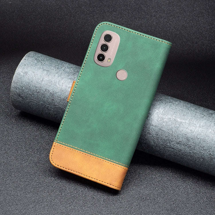 For Motorola Moto E40 / E30 BF11 Color Matching Skin Feel Leather Phone Case(Green)