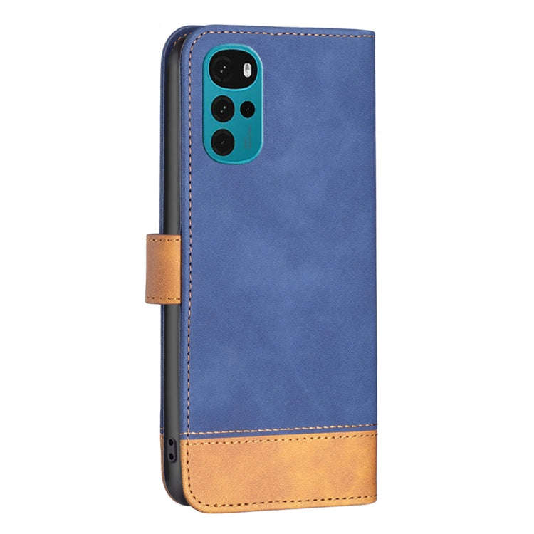 For Motorola Moto G22 BF11 Color Matching Skin Feel Leather Phone Case(Blue)