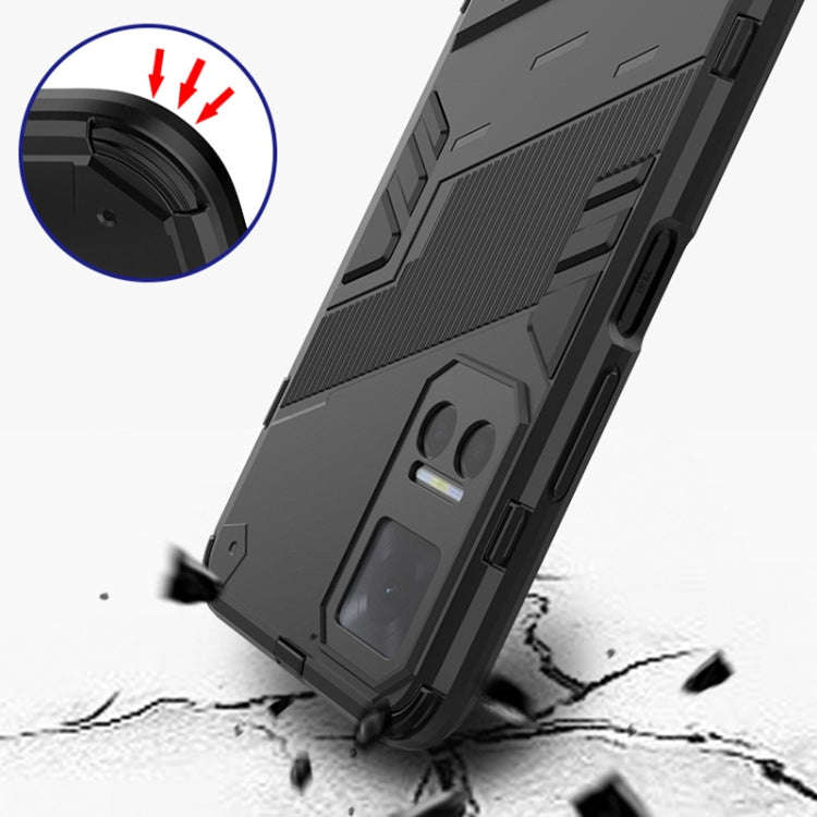 For Honor Play6T Punk Armor PC + TPU Phone Case with Holder(Blue)