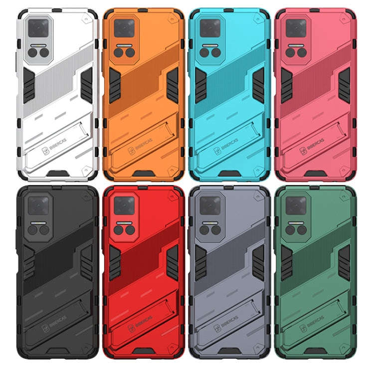 For Honor Play6T Punk Armor PC + TPU Phone Case with Holder(Blue)