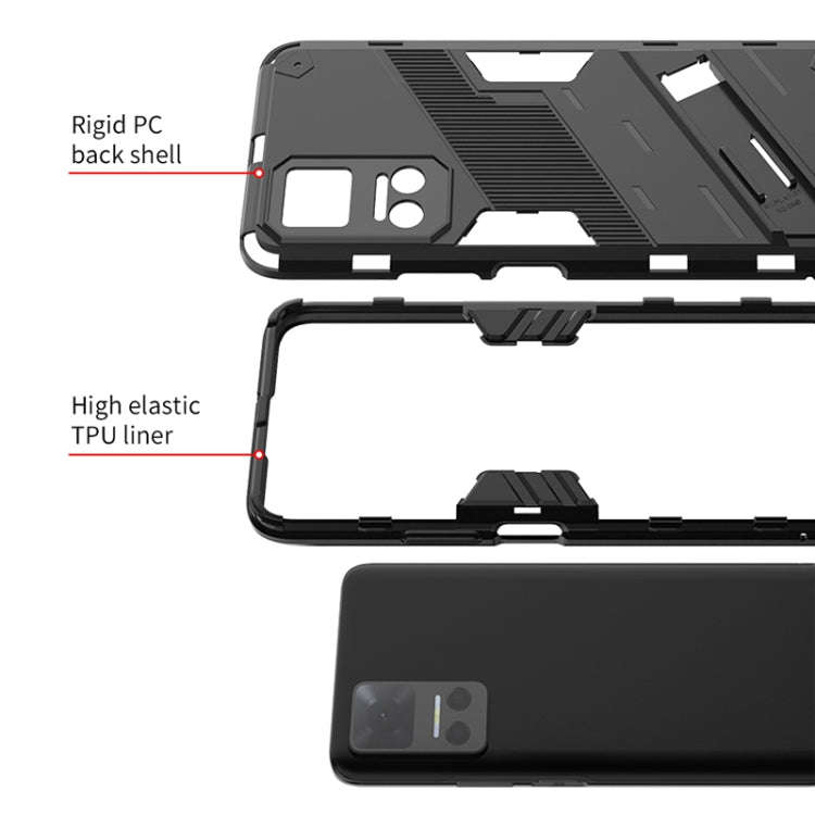 For Honor Play6T Punk Armor PC + TPU Phone Case with Holder(Light Red)