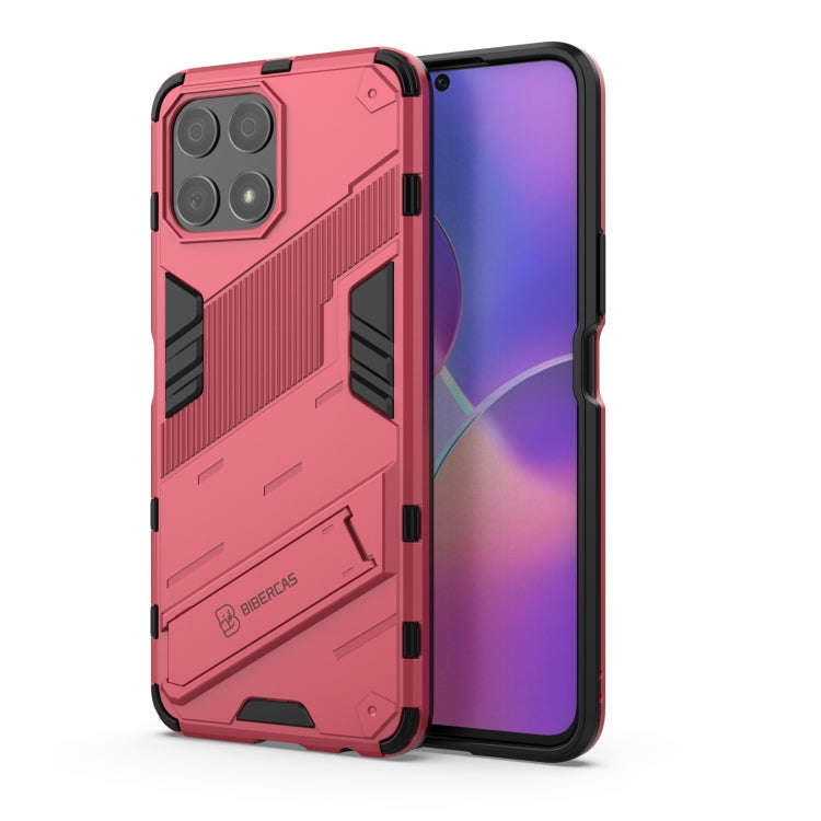 For Honor X30i / Play6T Pro / X8 Punk Armor PC + TPU Phone Case with Holder(Light Red)
