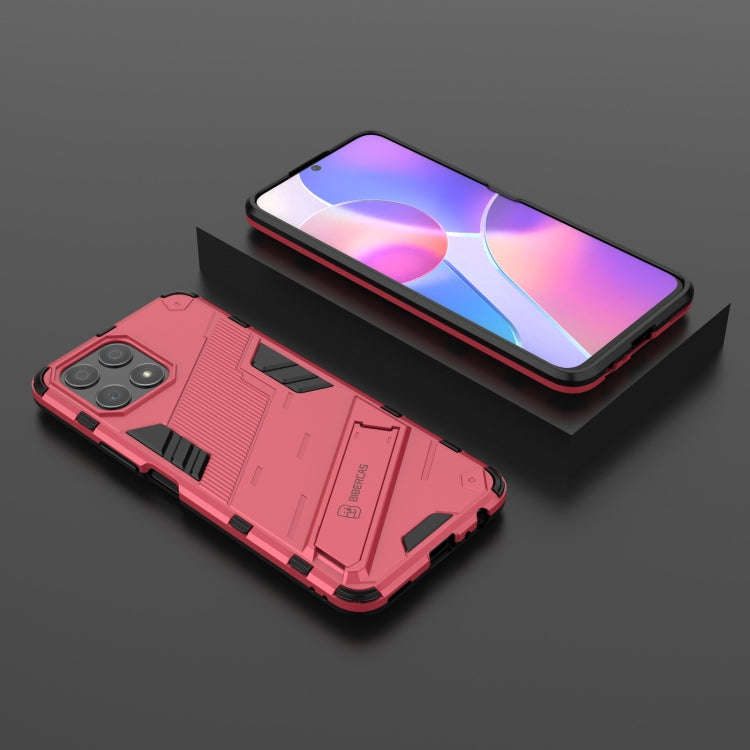 For Honor X30i / Play6T Pro / X8 Punk Armor PC + TPU Phone Case with Holder(Light Red)