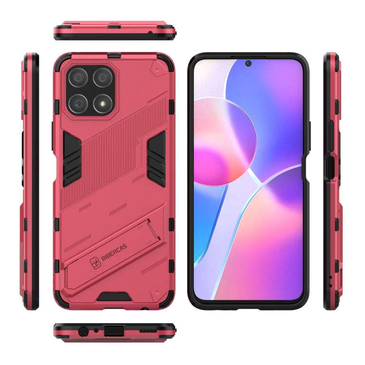 For Honor X30i / Play6T Pro / X8 Punk Armor PC + TPU Phone Case with Holder(Light Red)