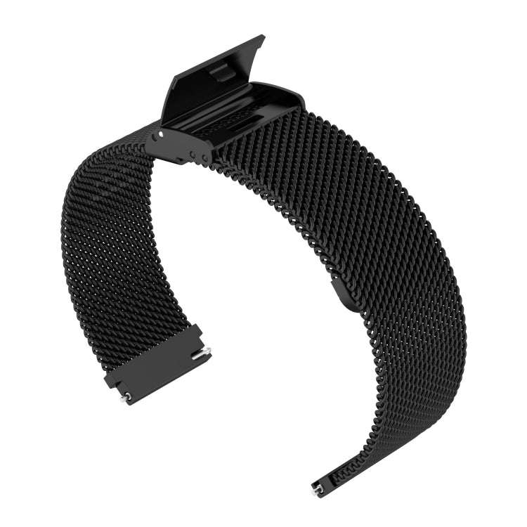 19mm Snap-fit Stainless Steel Mesh Watch Band(Black)