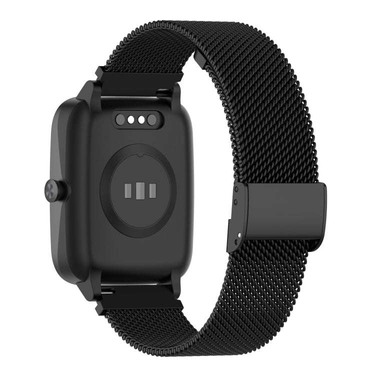 19mm Snap-fit Stainless Steel Mesh Watch Band(Black)