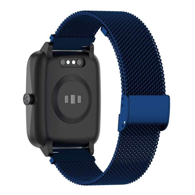19mm Snap-fit Stainless Steel Mesh Watch Band(Blue)