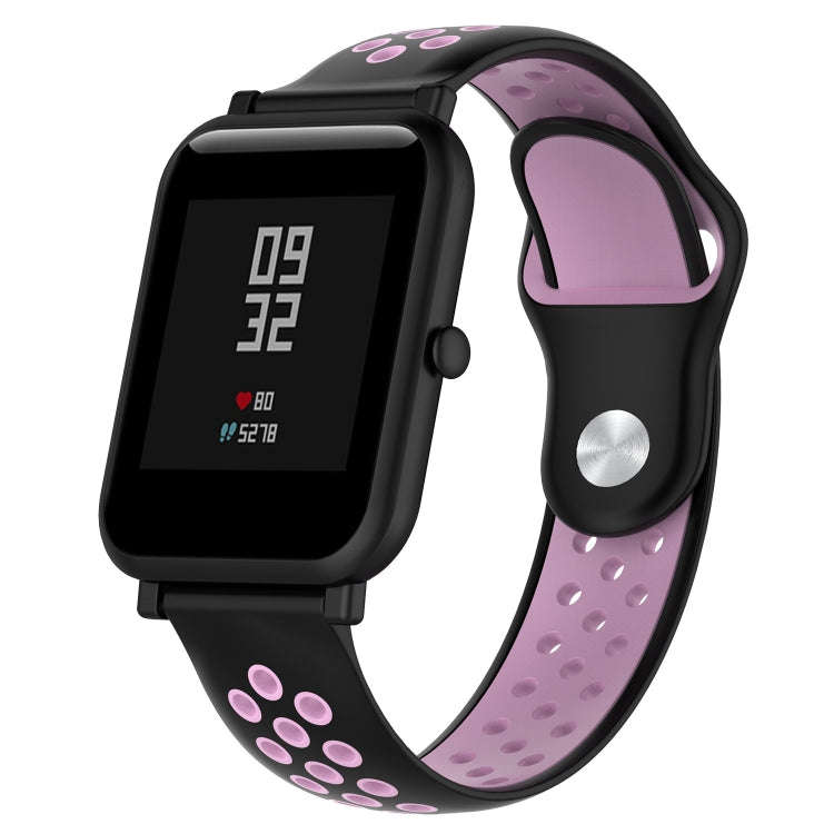For Huami Amazfit Youth Edition Two-tone Silicone Watch Band(Black Pink)