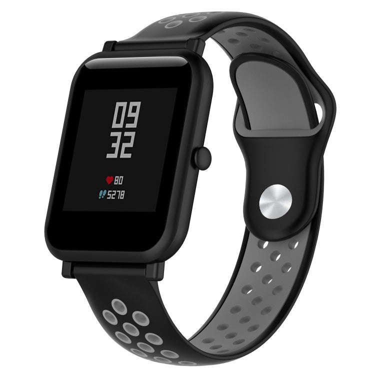 For Huami Amazfit Youth Edition Two-tone Silicone Watch Band(Black Grey)