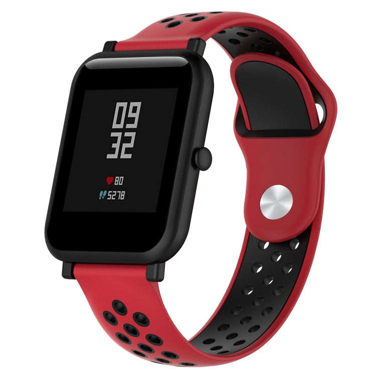 For Huami Amazfit Youth Edition Two-tone Silicone Watch Band(Red Black)