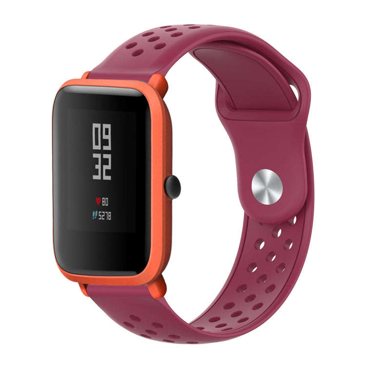 For Huami Amazfit Youth Edition Silicone Breathable Watch Band(Red Wine)