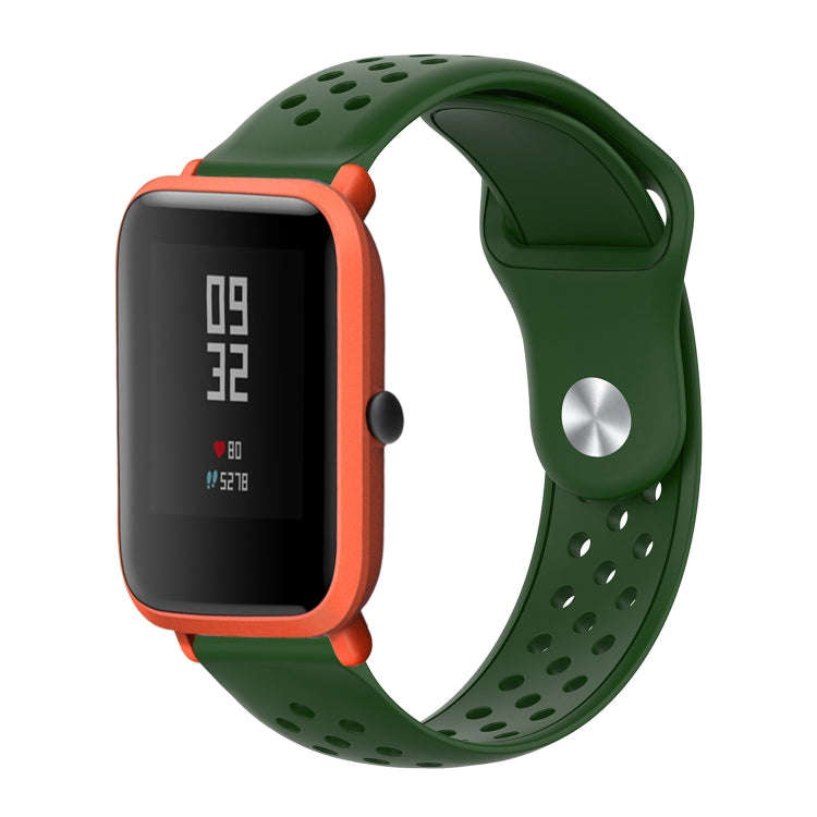 For Huami Amazfit Youth Edition Silicone Breathable Watch Band(Army Green)