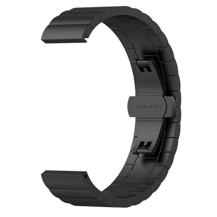 For Huami Amazfit GTR 42mm Butterfly Buckle Stainless Steel Watch Band(Black)