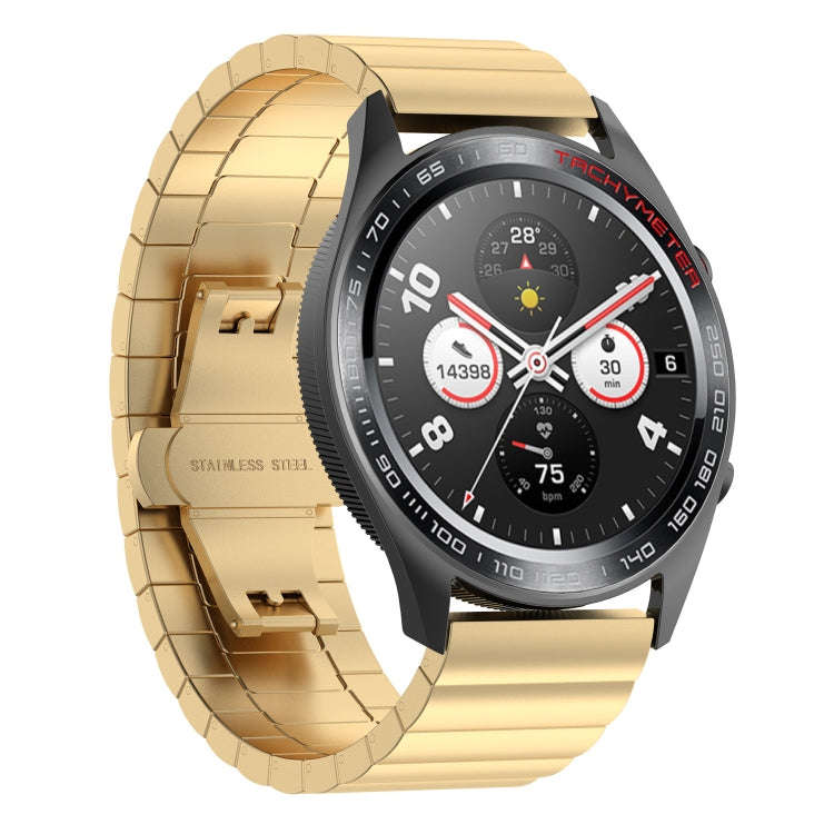 For Huami Amazfit GTR 42mm Butterfly Buckle Stainless Steel Watch Band(Golden)