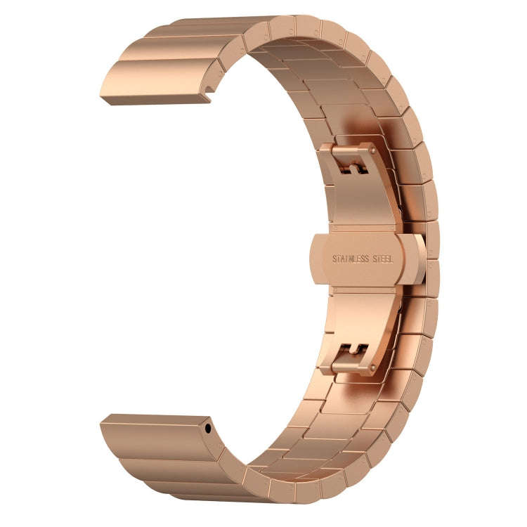 For Huami Amazfit GTR 42mm Butterfly Buckle Stainless Steel Watch Band(Rose Gold)