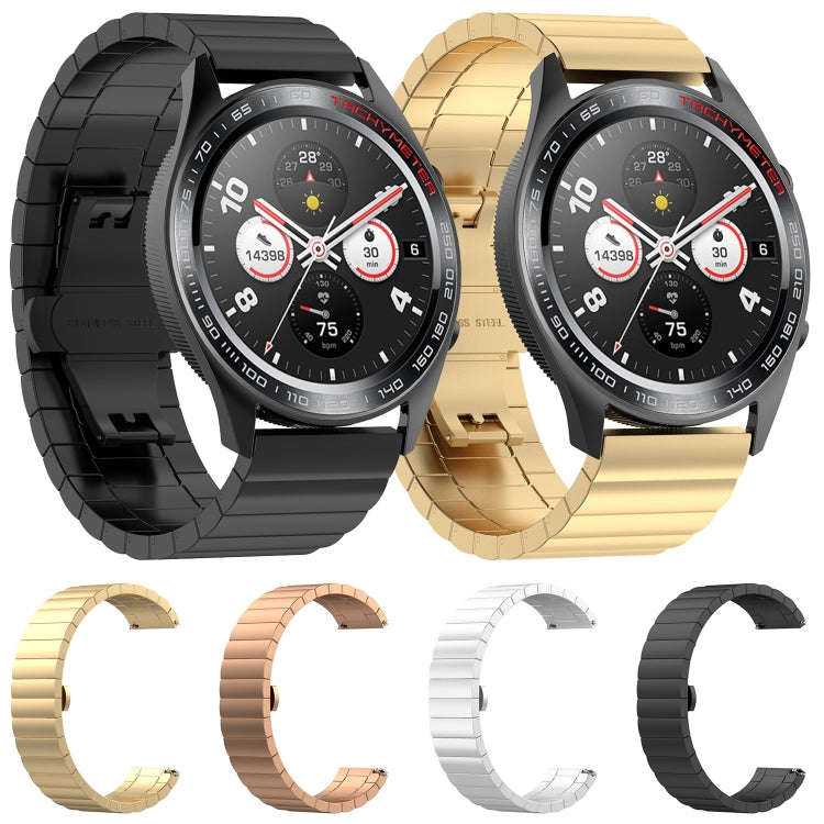 For Huami Amazfit GTR 42mm Butterfly Buckle Stainless Steel Watch Band(Golden)