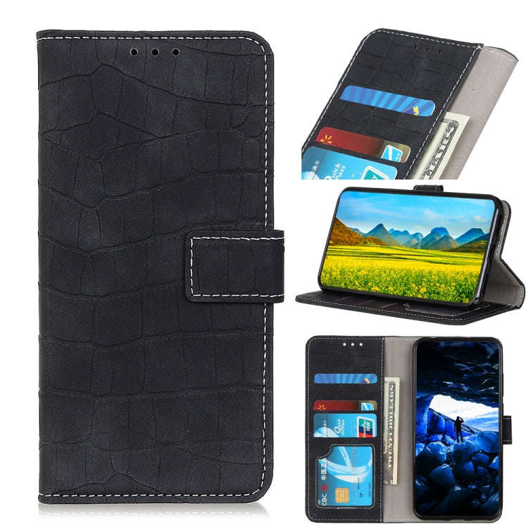 For OnePlus ACE/10R Magnetic Crocodile Texture Horizontal Flip Leather Phone Case(Black)