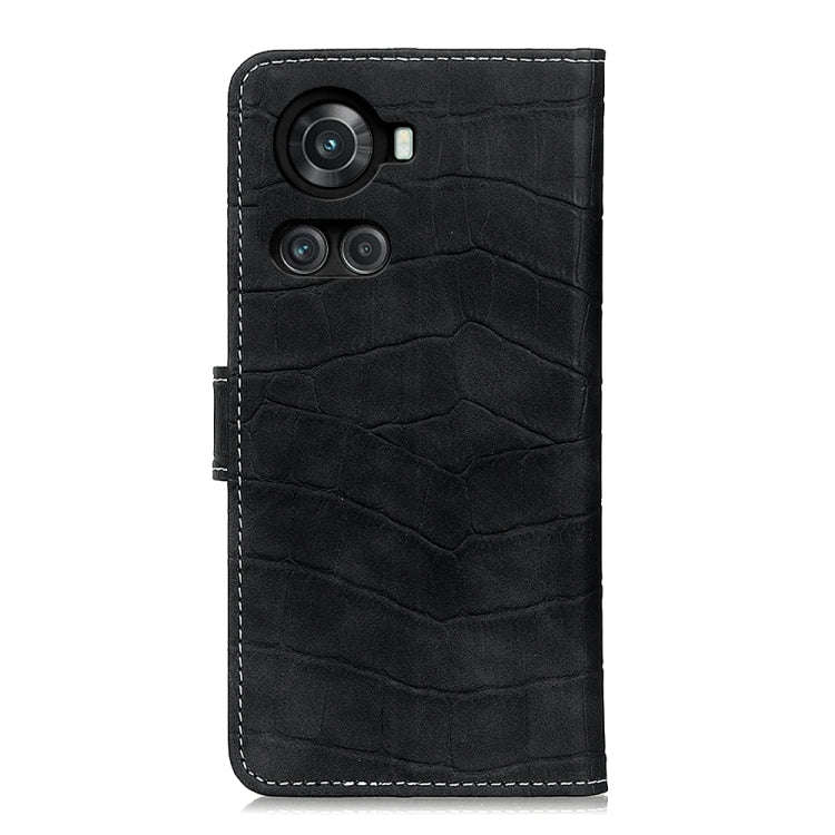 For OnePlus ACE/10R Magnetic Crocodile Texture Horizontal Flip Leather Phone Case(Black)