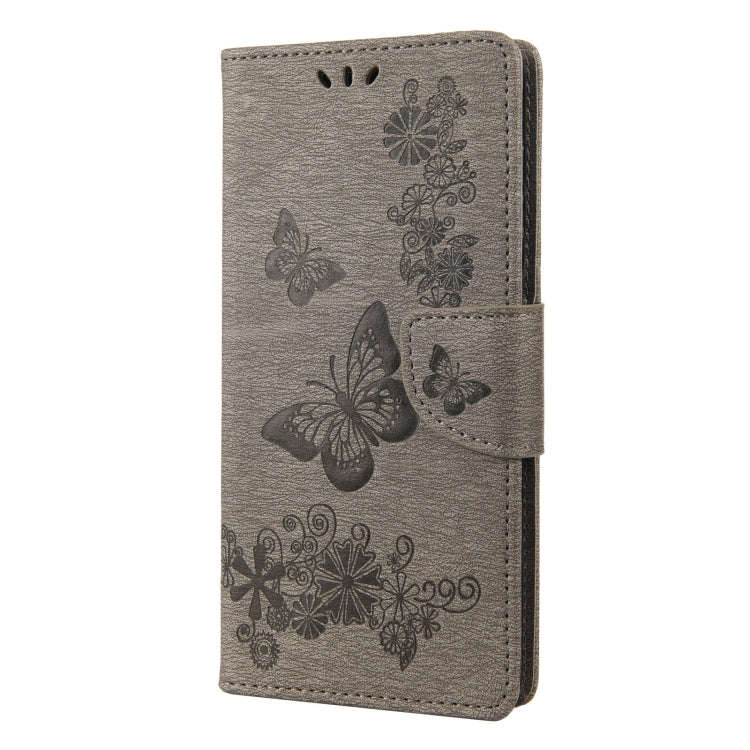 For Sony Xperia 10 IV Butterfly Embossed Horizontal Flip Leather Phone Case(Grey)