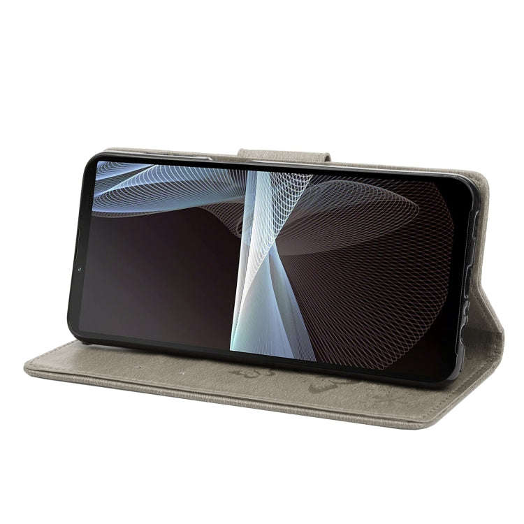 For Sony Xperia 10 IV Butterfly Embossed Horizontal Flip Leather Phone Case(Grey)