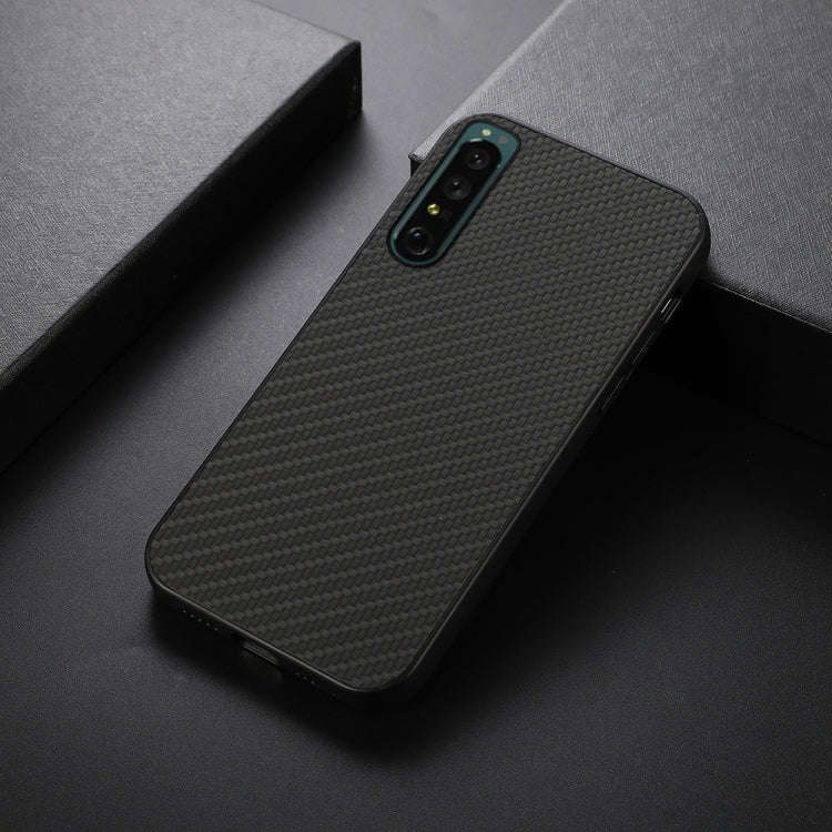For Sony Xperia 1 IV Accurate Hole Carbon Fiber Texture Shockproof Case(Black)