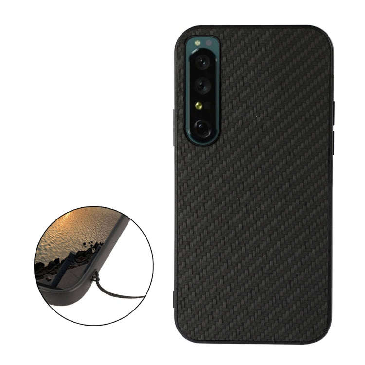 For Sony Xperia 1 IV Accurate Hole Carbon Fiber Texture Shockproof Case(Black)